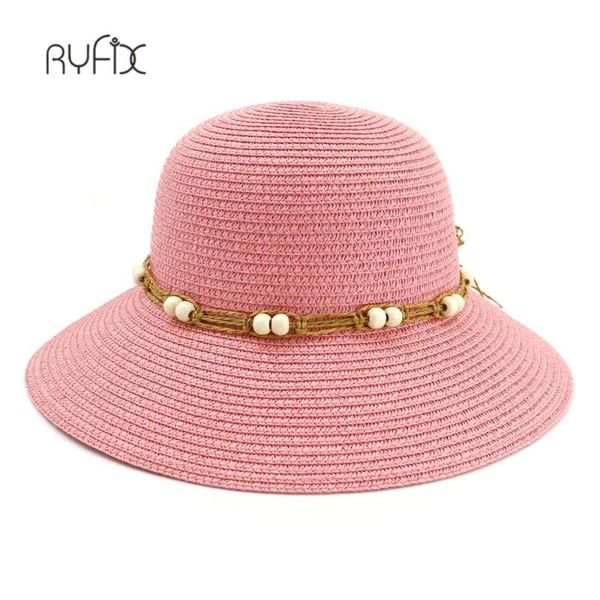 

summer solid raffia straw bucket hat cap foldable crocheted straw hat girls large brim beach sun hats for women ha200, Blue;gray