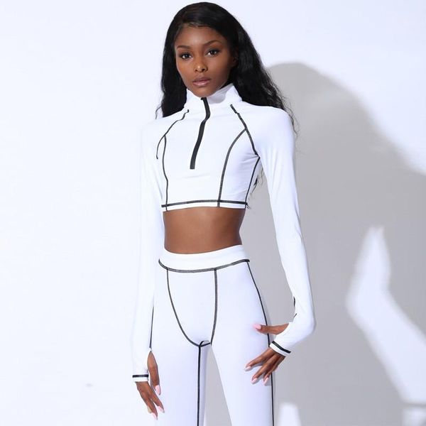 

fashion striped panelled tracksuits casual long sleeve crop long pants women two piece outfit women designer tracksuits, Gray