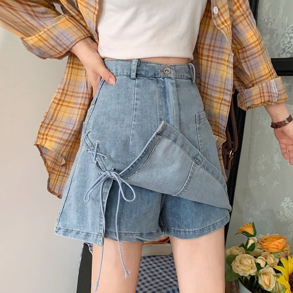 

2020 new korean fashion denim skirt women's summer high waist slim a-line dress girl mini skirts short, Black