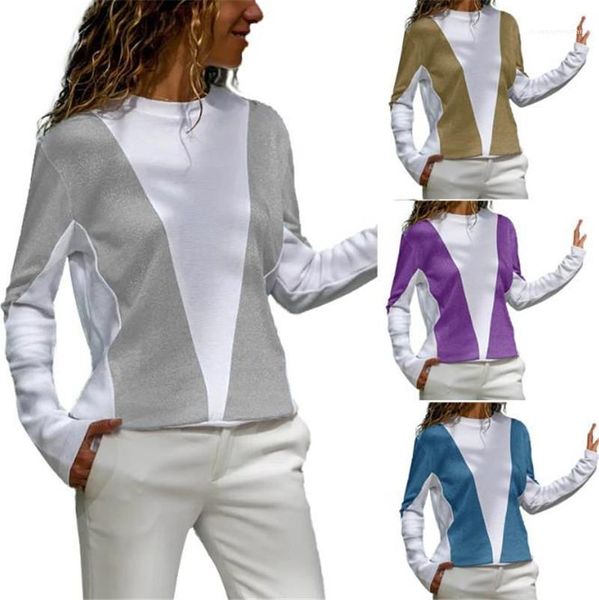 

clothing fashion women designer tshirt casual panelled o neck long sleeve thin new autumn women, White