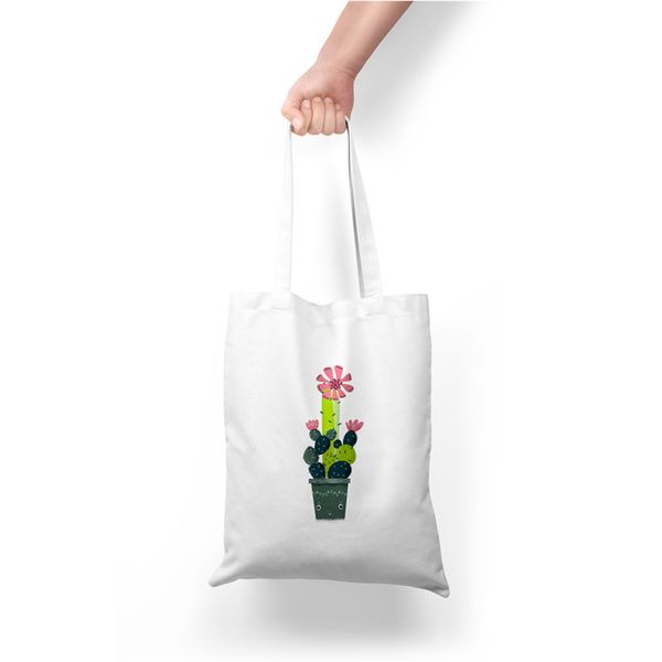 

flower cactus linen bag tote eco shopping outdoor canvas shoulder bags casual tote for ladies large capacity handbag