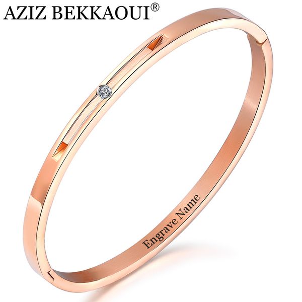 

bangle aziz bekkaoui engrave name woman bracelets diy stainless steel bracelet & fashion cubic zirconia gold women jewelry gifts, Black