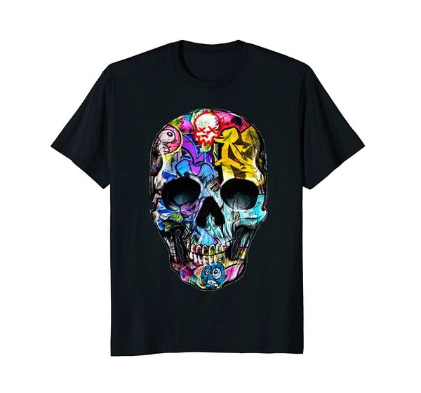 

2019 new summer men t-shirt human graffiti art skull - retro vintage skater t-shirt cotton tee shirt