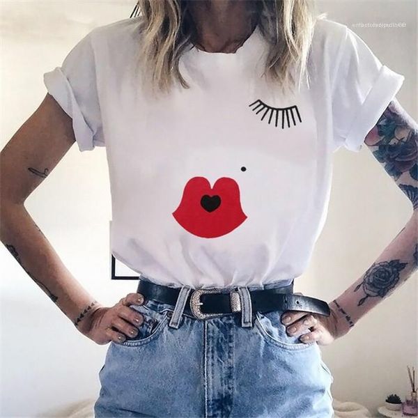 

cute eyelash short sleeve tshirt white crew neck loose summer ladies fashion pullover tees