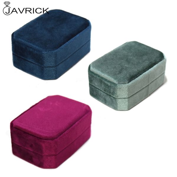 

elegant octagon ring display holder jewelry box stud earrings organizer storage case for wedding engagement, Pink;blue