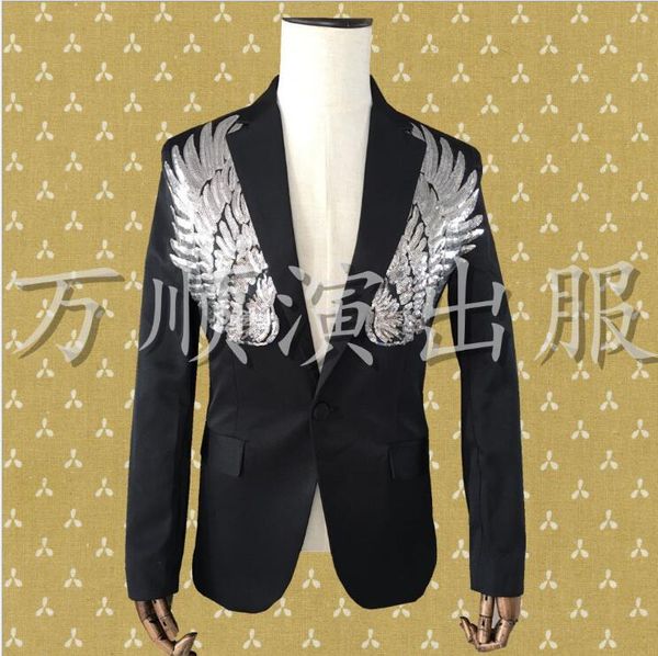 

men's suits & blazers 2021 nightclub bar wing suit male dance singer's costume. xs-6xl, White;black