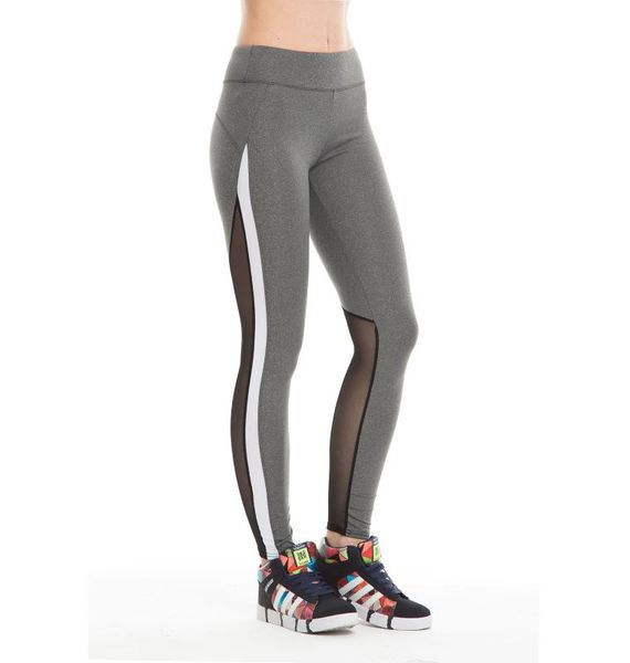 

women's selling patchwork slim fitness side stitching mesh leggings sports gym running yoga pants, White;red