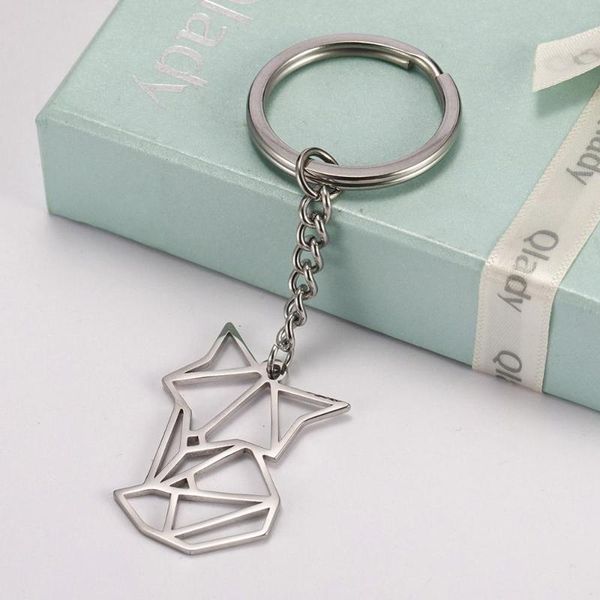 

my shape key ring animal stainless steel jewelry keyring forest animal keychain cut out hollow keyholder pendent gift women, Silver