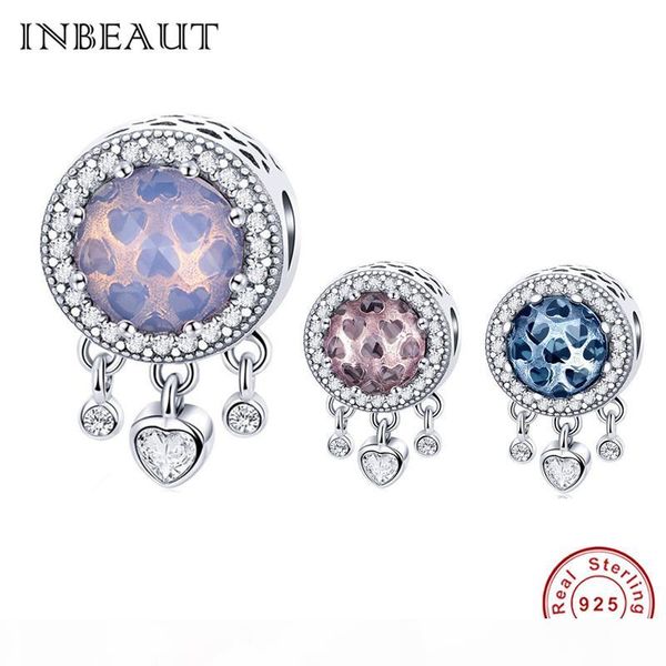 

wholesale real 925 sterling silver star heart crsytal beads real s925 bright blue round cubic zirconia charm fit pandora bracelet, Bronze;silver