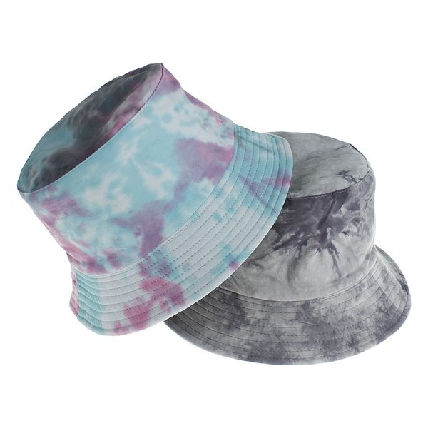 

double-sided wear cotton tie dye bucket hat men women outdoor street panama fashion hip hop bob fisherman hat boys girls travel fishing cap, Blue;gray