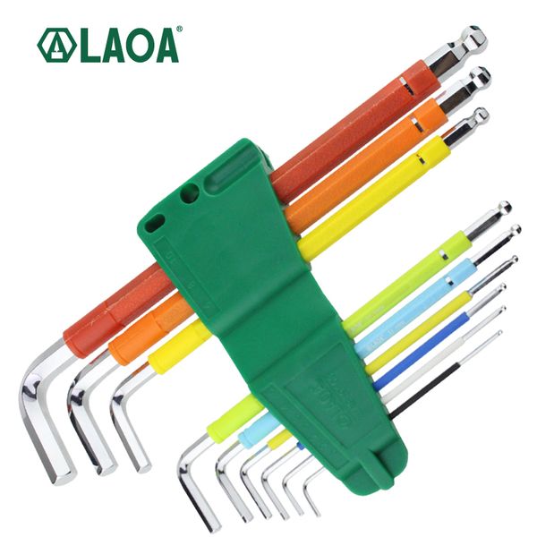 

laoa 9pcs colorful hex wrench set two end with ball head or torx head combination hexagonal screwdriver mini handtools