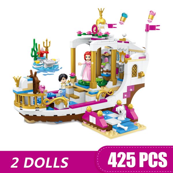 

425pcs small building blocks toys compatible with legoe ariel's royal celebration boat gift for girls boys children diy