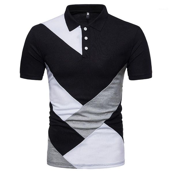 

sleeve panelled mens polos casual males clothing contrast color mens designer polos fashion slim summer short, White;black