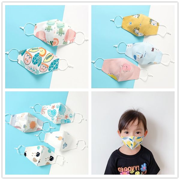 

children's baby cotton cloth mask without air valve printing mask washable cotton 3d adjustable reusable kids face mask