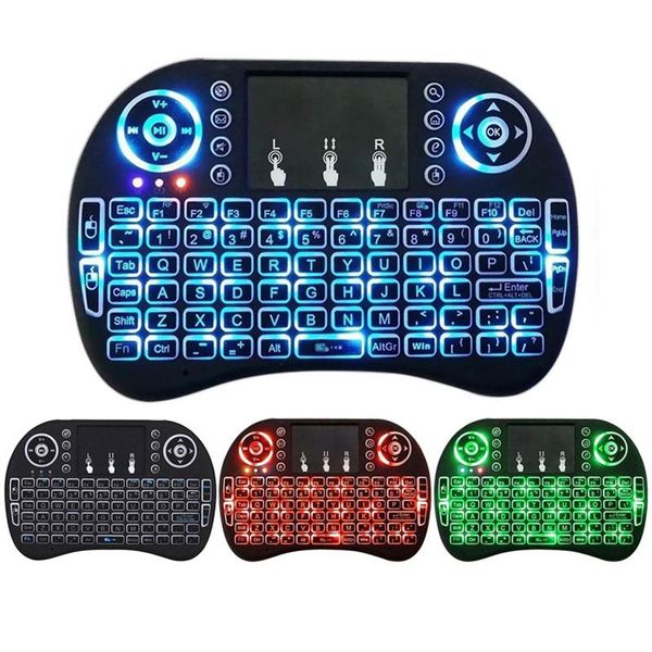 

cgjxsmini i8 keyboard backlit 2 .4g wireless fly air mouse with backlight touchpad 3 colours remote controlers for mxq pro x96 tv box