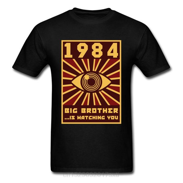 

1984 big brother t-shirt men black graphic tshirt horus eye clothing vintage tees 80s t shirts funny hipster streetwear