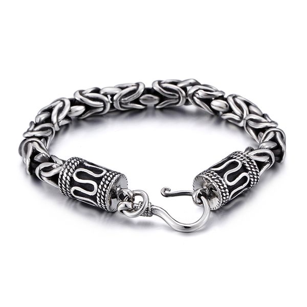 

63g vintage 316l stainless steel solid heavy knot chain bracelet 8mm 9 inch fahsion gifts for mens, Black