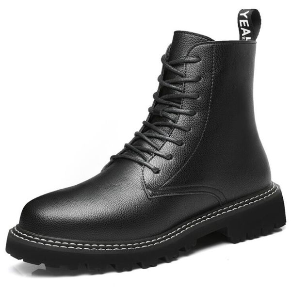

men's winter boots warm leather waterproof men sneakers outdoor shoes mens military combat ankle boots, Black