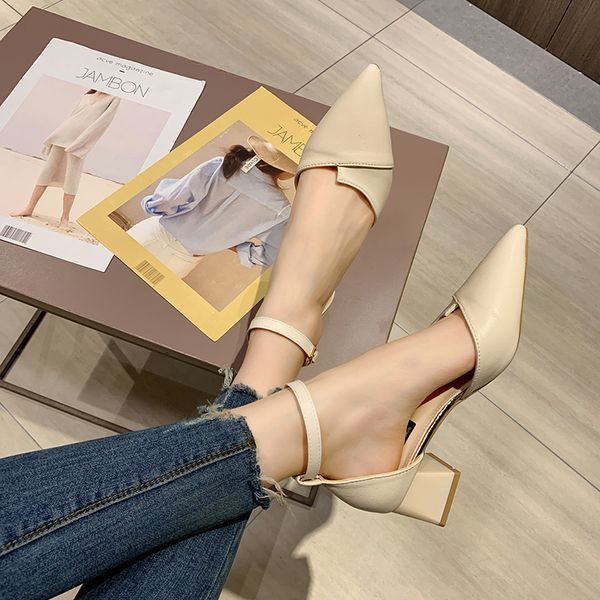 

the new spring fashion joker shallow mouth pointed sandals, Black