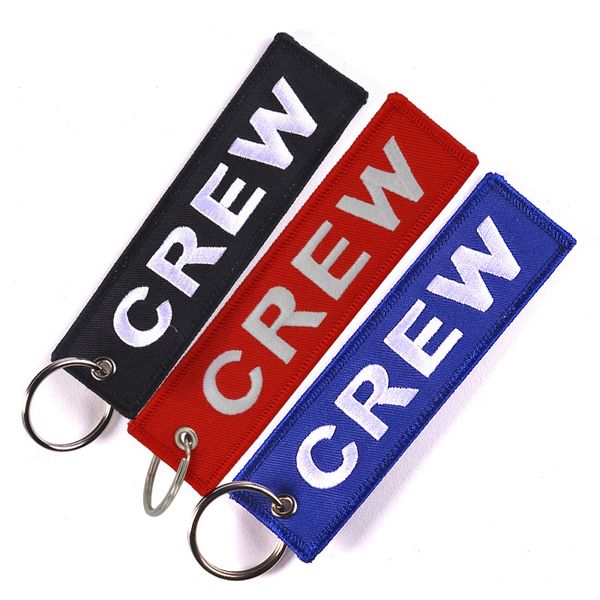 

crew key tag keychain for car motorcycles bike embroidery double side men women luxury key ring chain custom car keychains, Silver