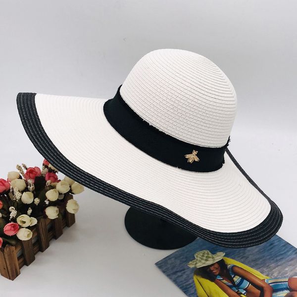 

2020 black white little bee beach hat new summer fashion street hats for woman adjustable caps womens cap 2 colors quality, Blue;gray