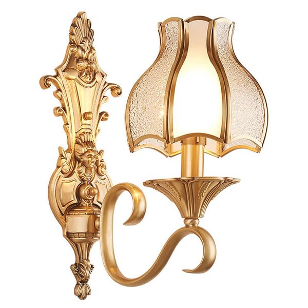 

luxury european style copper living room wall lamp villa american royal copper bedroom wall lamp corridor wall lamp