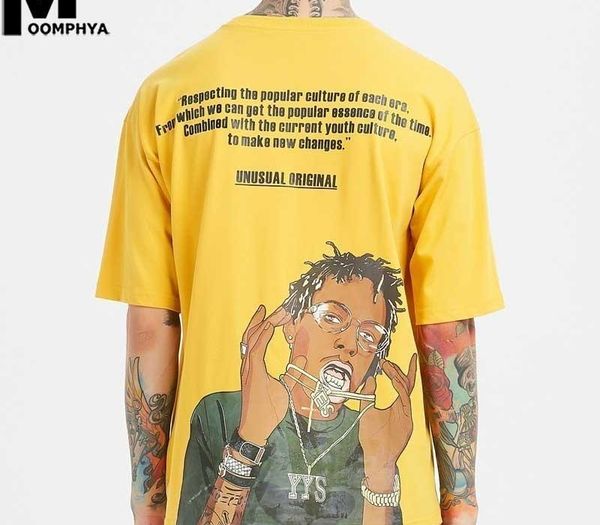 

moomphya 2019 new hip hop men print short sleeve men tshirt streetwear letter funny t shirts 100% cotton summer oversize t-shirt t200617, White;black