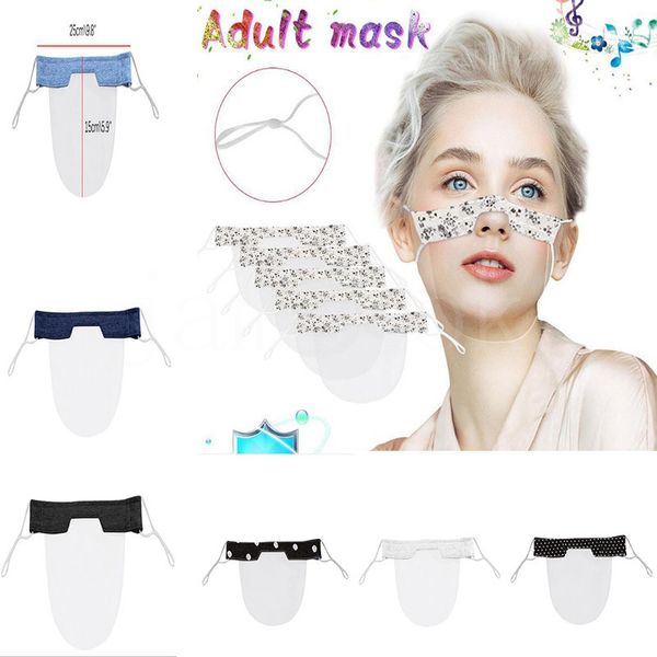 

8 color deaf-mute transparent face mask reusable masks anti dust antifog earloop clear lip pvc printed mask dwc1001