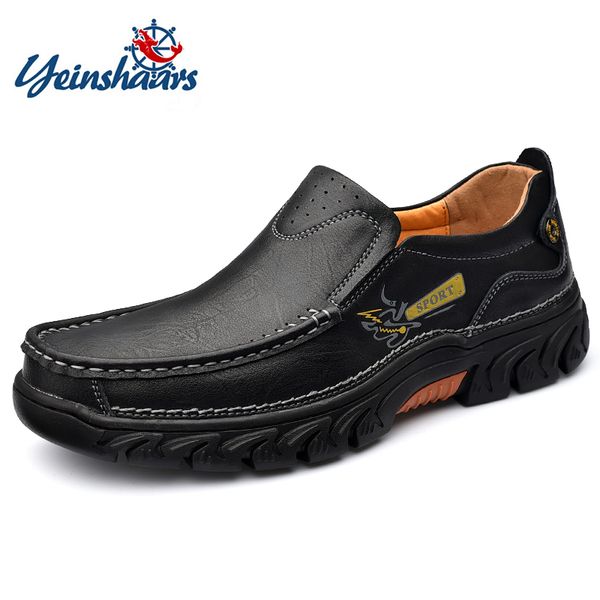 

fashion design men casual shoes loafers vintage shoes cow leather slip on comfortable men rubber footwear big size 38-48, Black