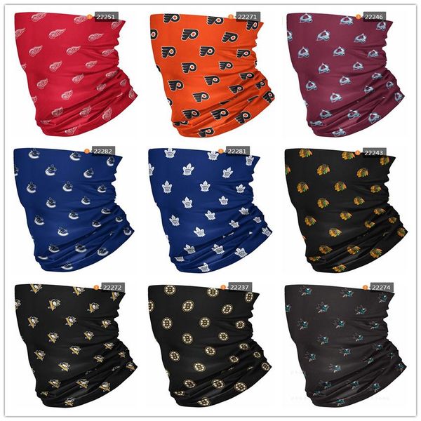 

hockey item litter logos seamless neck gaiter shield scarf bandana face masks uv protection for motorcycle cycling riding running headbands, Black