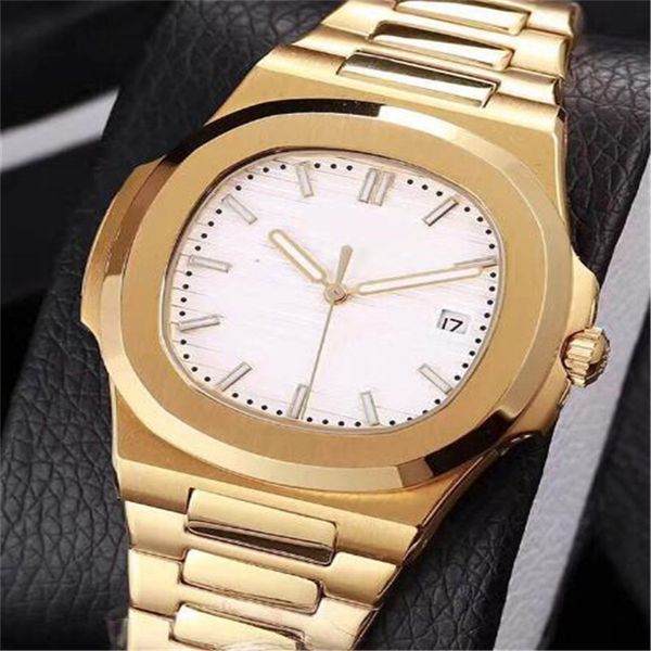 

18 colors luxury watch gold automatic mechanical watch stainless steel luminous hand white dial watch nautilus wholesale fatary