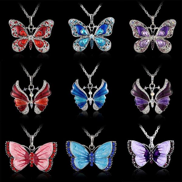 

bohemian cute butterfly choker necklace women colorful flying butterfly chain pendant vintage fashion female choker jewelry gift, Silver