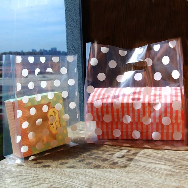 

dot 50pcs/lot retail party bag bags, favor white plastic gift polka shopping xhlight rbwzm