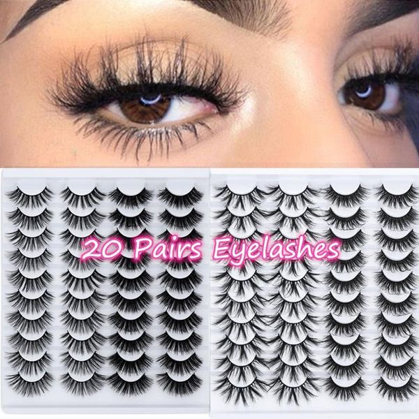 

false eyelashes 10/20pair 3d faux mink hair natural long wispies lashes handmade cruelty-criss-cross makeup tools