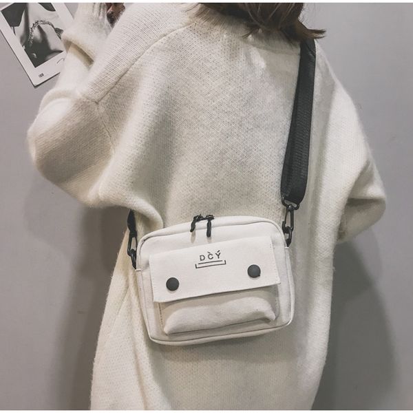 

female shoulder ladies small bag women messenger bag all-match canvas 2020 new version of the student casual wide strap zipple