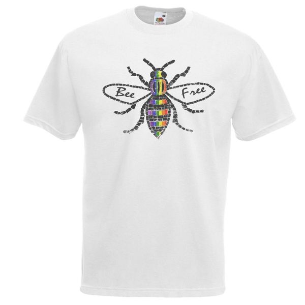 

new summer fashion men t shirt mens white bee manchester gay pride t-shirt lgbtq printed uk t shirts
