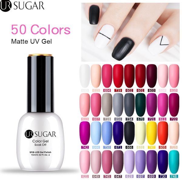 

ur sugra matte color uv gel nail polish 15ml black white soak off nail art uv gel varnish base coat varnish matte, Red;pink