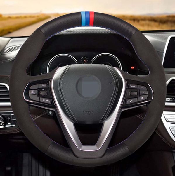 

diy black genuine leather suede car steering wheel cover for bmw g20 g21 g30 g31 g32 x3 x5 g05 x7 g07 g01 x4 g02 z4 g29