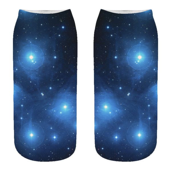 

мода творческой синий звездного неба персонализированного носок цифровая 3d печатного носок печатных весёлые короткие носки для женщин / дев, Black;white