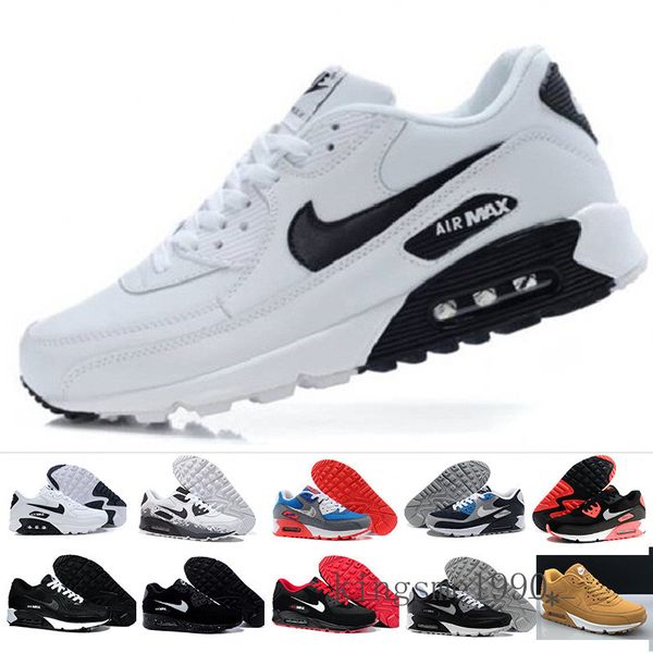 

мужская обувь классический 90 мужчин и женщин обувь черный красный белый trainer воздушной подушке поверхности дышащий повседневная обувь 36, Black