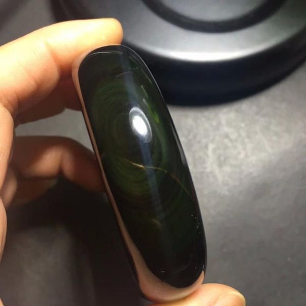 

genuine natural rainbow flash stone black obsidian fashion jewelry women inner diameter 52-63mm crystal bracelet bangles