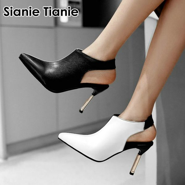 

sianie tianie 2020 black red white symmetric contrast color pointed toe slingbacks pumps 9cm high heels women stilettos