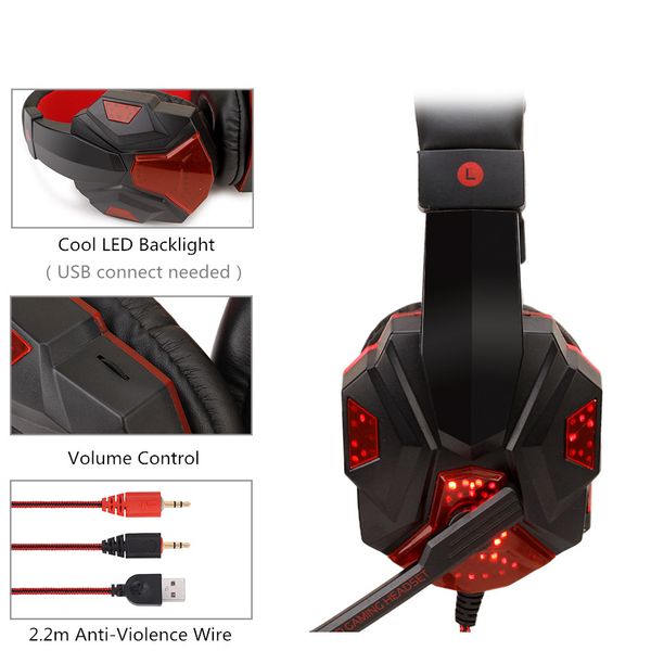 

sy830 wired gaming headset with led light 3.5mm plug professional computer earphones deep bass with hd microphone drop shipping