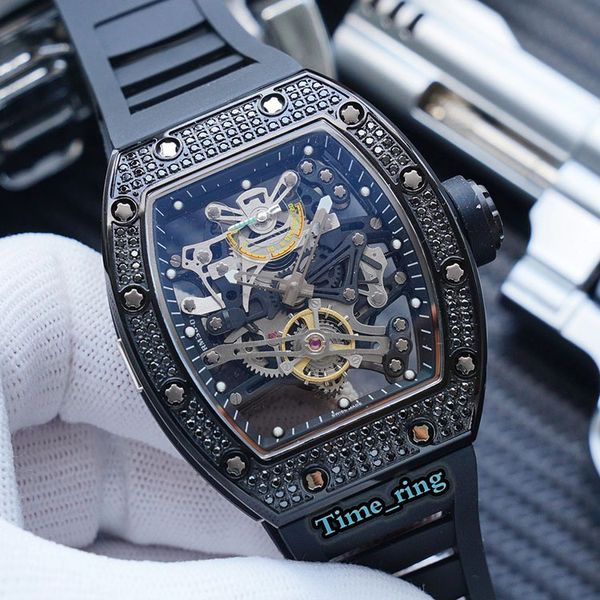 

mens automatic rm38-01 japan designer silver skeleton case watch edition miyota movement rm38-01 dial rubber strap diamond watches qnfq, Slivery;brown