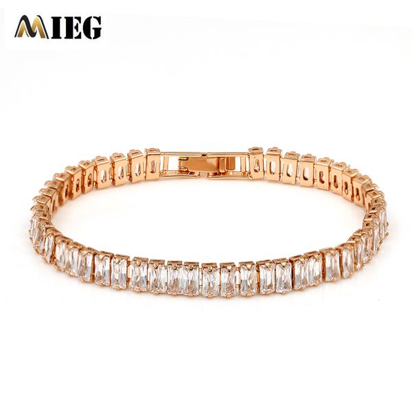 

mieg 1pc cubic zirconia tennis bracelets bangle fashion charm cz bracelets for bridal wedding jewelry gift, Golden;silver