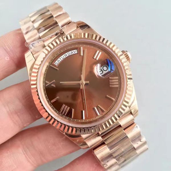 

2020 watch 40mm roman digital dial 18ct rose gold shell chocolate 228235 series automatic mechanical movement sapphire glass headband stra, Slivery;brown