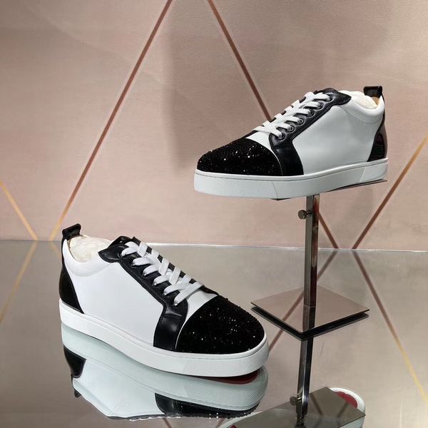 

elegant designer low spikes red bottom sneakers shoes women,men outdoor trainers perfect style casual flat party wedding, Black