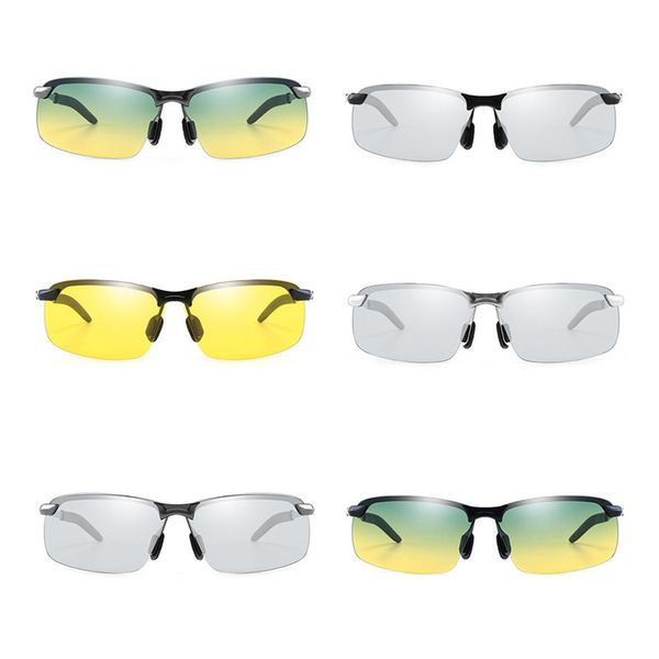 

ttlife driving pchromic sunglasses men polarized discoloration sun glasses for men fashion rimless square sunglasses, White;black