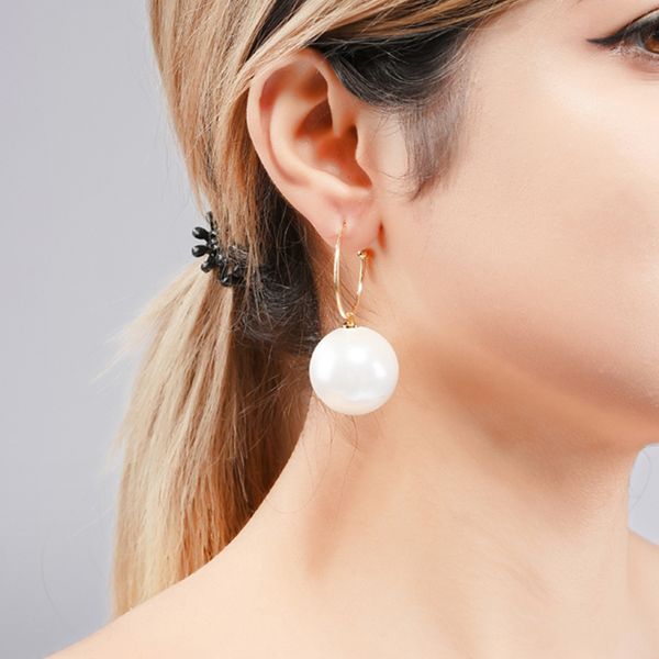 

dangle & chandelier wuli&baby big 3 color pearl drop earrings 2021 fashion women red white champagne ball year gifts, Silver