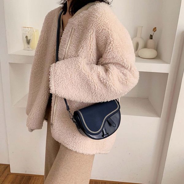 

suede women's shoulder bags designer bag oval wild saddle bag pu messenger fashion lady handbags black